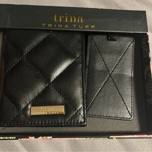 Trina Turk Black Quilted travel set